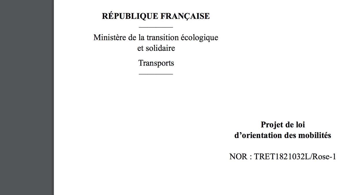 Info Contexte - L’avant-projet de loi d'orientation des mobilités