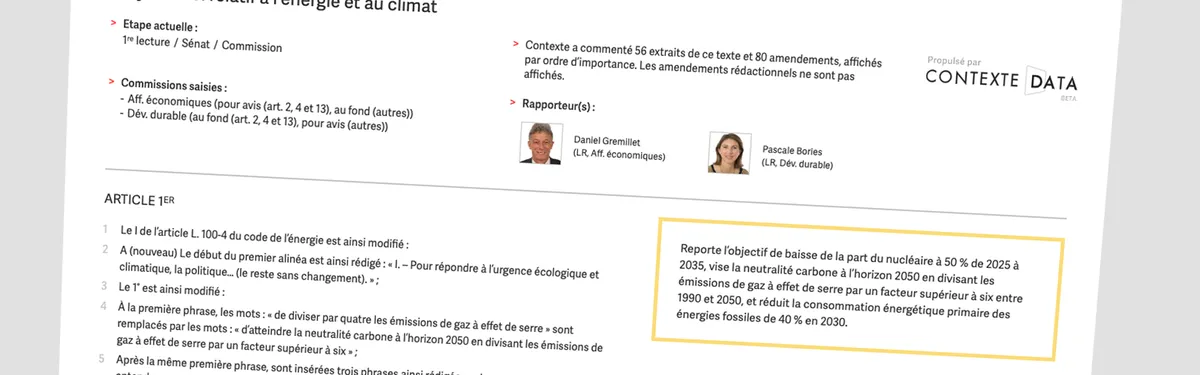 Suivez l'examen de la loi énergie-climat en commission au Sénat