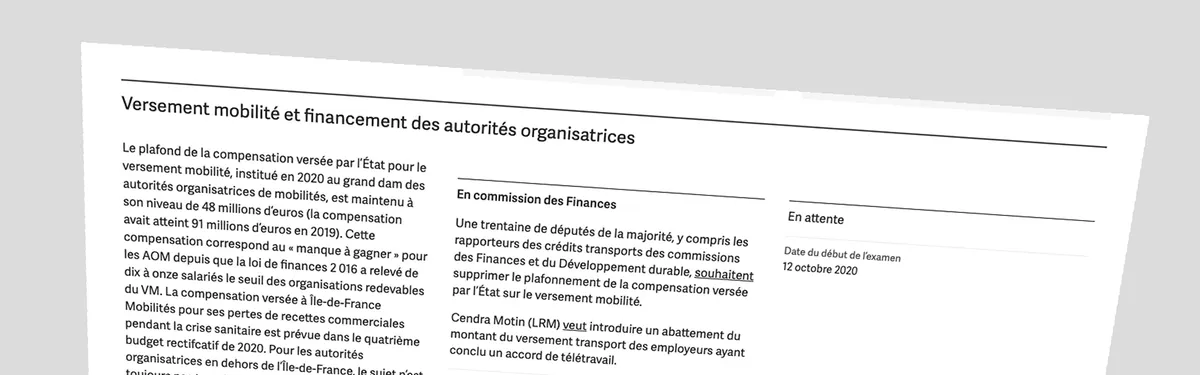 Où en sont les débats sur les dossiers transports du budget 2021 ?