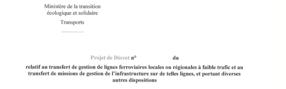 Info Contexte - Le projet de décret sur le transfert des petites lignes ferroviaires