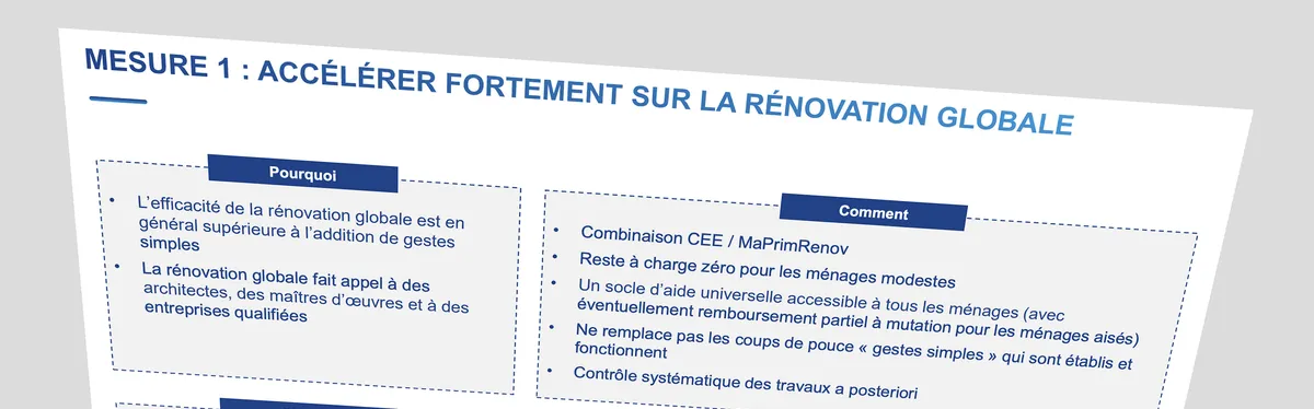 Info Contexte – Les pistes du groupe de travail missionné par le gouvernement sur la rénovation énergétique 