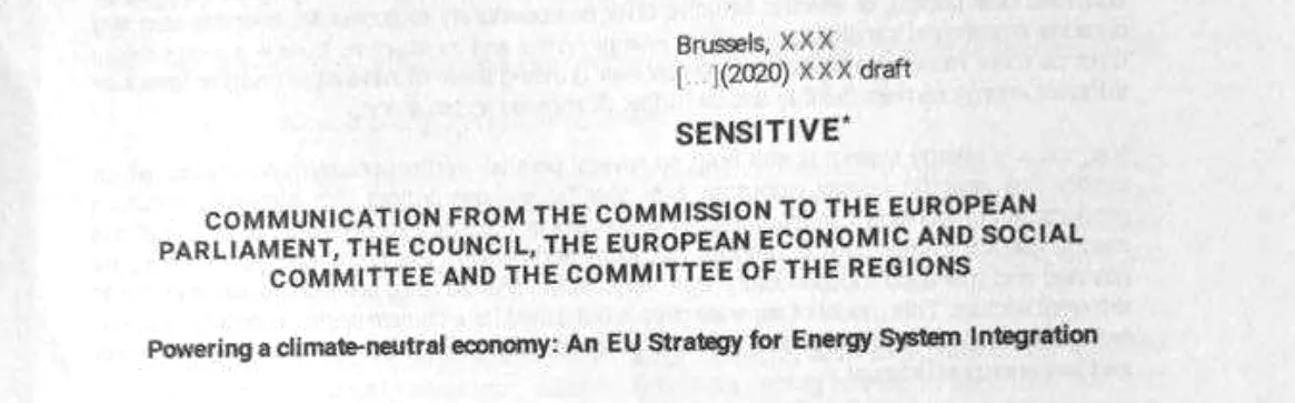 Document - L’avant-projet de stratégie européenne pour décarboner le mix énergétique de l’UE