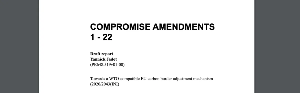 Document - Le mécanisme carbone aux frontières, selon la commission Environnement à Bruxelles