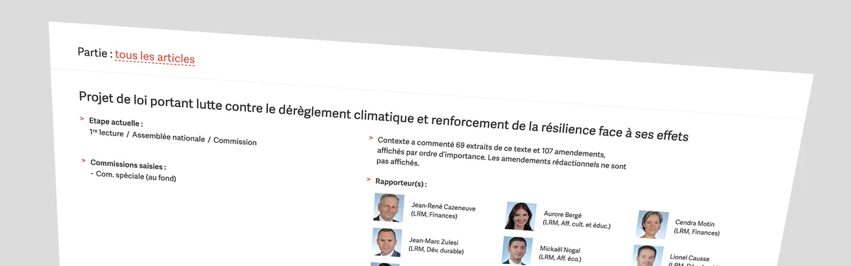Projet de loi Convention citoyenne : suivez l’examen des articles « environnement » en commission à l’Assemblée
