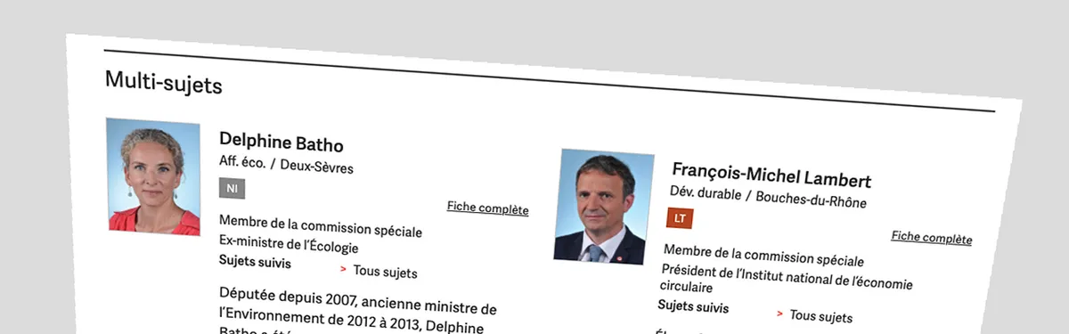 Projet de loi Convention citoyenne : les députés à suivre