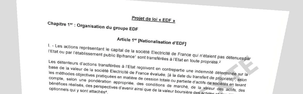Info Contexte - Un document clé permet d’éclairer les évolutions du projet de restructuration d’EDF