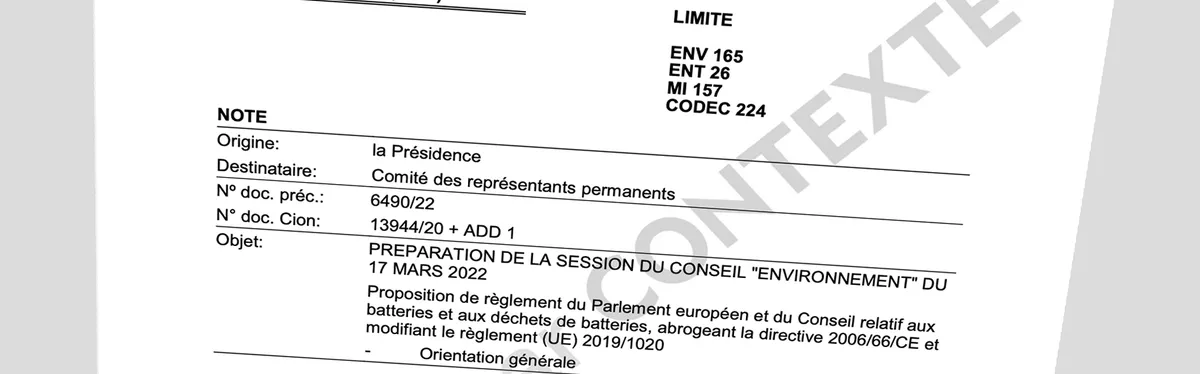 Info Contexte - La proposition de la France pour boucler quatorze mois de discussions sur le règlement batteries