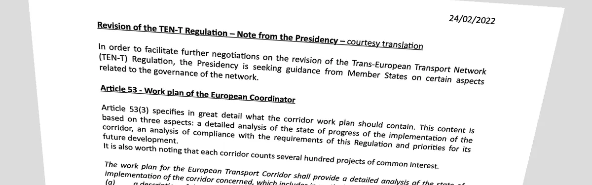 Document - Au Conseil, les pouvoirs de la Commission sur le réseau européen de transports inquiètent