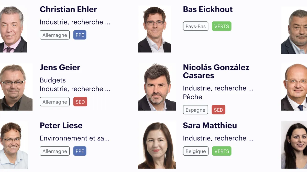 Ces 25 eurodéputés qui pèseront sur les questions énergie-climat au Parlement européen